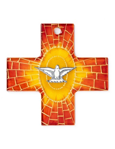 Dove Holy Spirit on Glass Cross | Vatican Gift