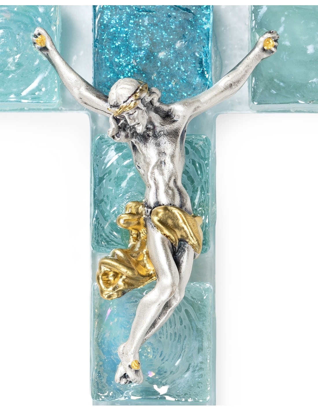 Light Blue Glass Wall Crucifix | Vatican Gift