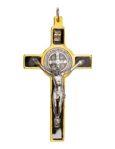 St. Benedict Gold Plated Crucifix Black | Vatican Gift