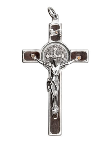 St Benedict Sterling Silver and Steel Crucifix  | Vatican Gift