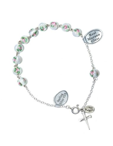 White Murano glass Beads Rosary bracelet  | Vatican Gift