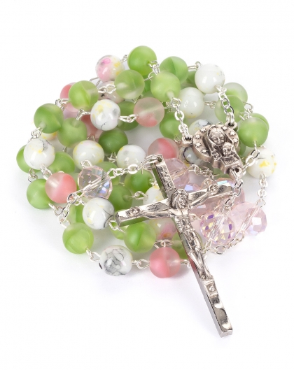 Tricolor Bohemian Glass Rosary