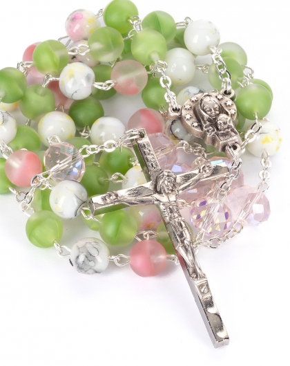 Tricolor Bohemian Glass Rosary