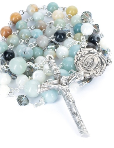 Amazzonite Crystal Mother of Pearl Rosary