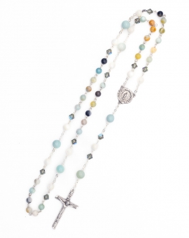 Amazzonite Crystal Mother of Pearl Rosary