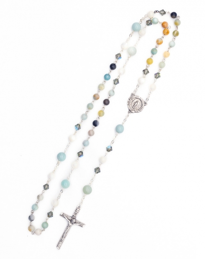 Amazzonite Crystal Mother of Pearl Rosary