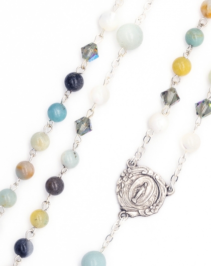 Amazzonite Crystal Mother of Pearl Rosary