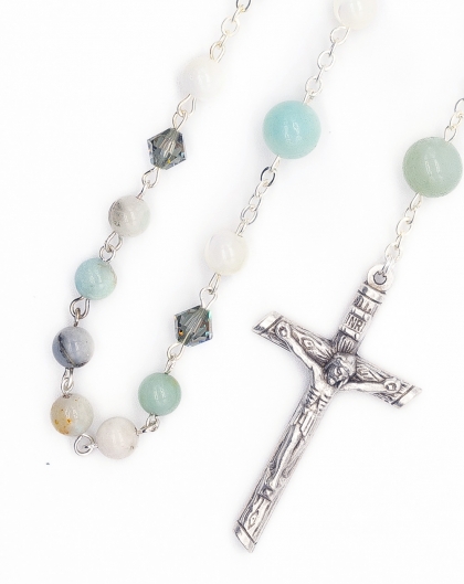 Amazzonite Crystal Mother of Pearl Rosary