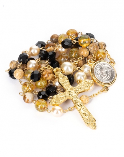 Pearls Glass Jasper Rosary