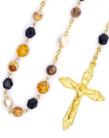 Pearls Glass Jasper Rosary