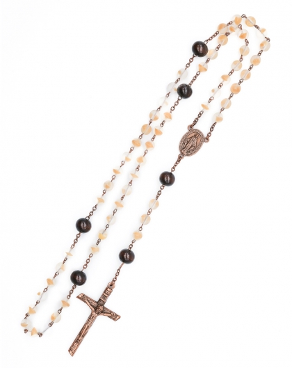 Wood Bronze Bohemian Glass Rosary