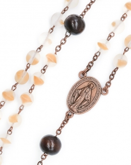 Wood Bronze Bohemian Glass Rosary