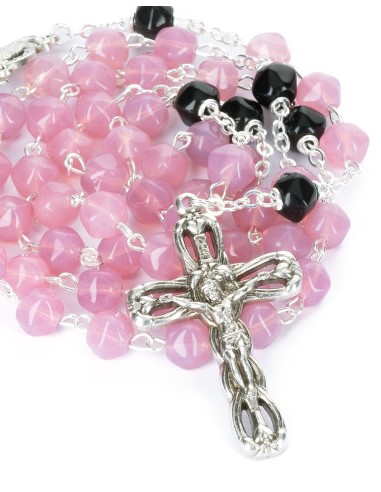 Pink Black Bohemian Glass Rosary