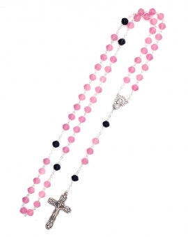 Pink Black Bohemian Glass Rosary