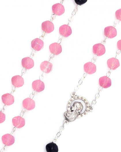 Pink Black Bohemian Glass Rosary