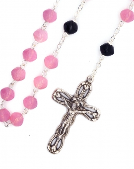 Pink Black Bohemian Glass Rosary