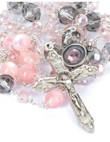 Clear Purple Pink Glass Rosary | Vatican Gift