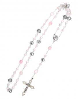 Clear Purple Pink Glass Rosary