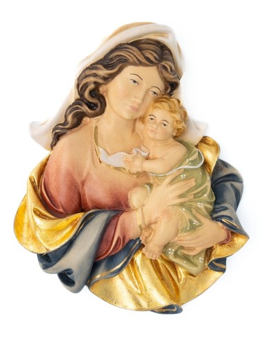 Wooden Sculpture Virgin Mary Child Jesus