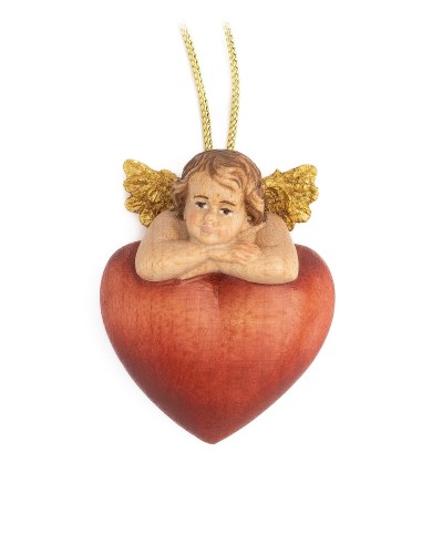 Alpine Pine Wood Heart Angel Christmas Ornament