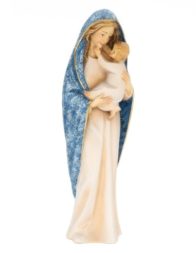 Virgin Mary Child Jesus Hand-painted Alpine Wood Statue