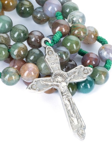 Green Paracord Agate Rosary