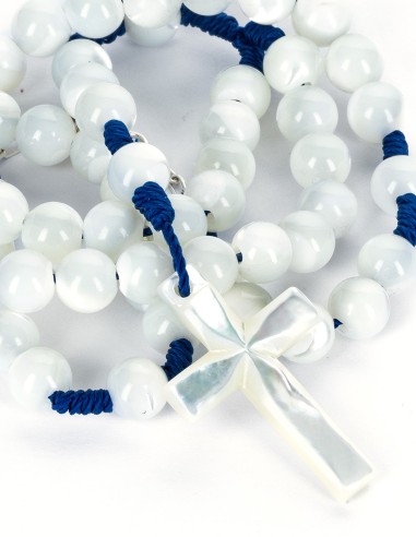 Blue Paracord Mother of Pearl Rosary