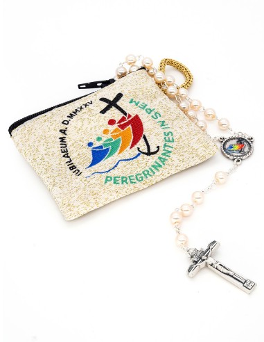 Jubilee Glass Pearls Rosary Fabric Bag Set