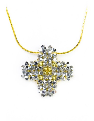 Swarovski Gray and gold Cross necklace