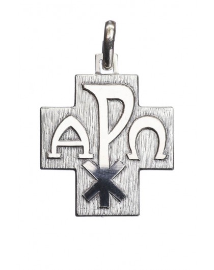 Alpha Omega Cross Pendant Sterling silver small